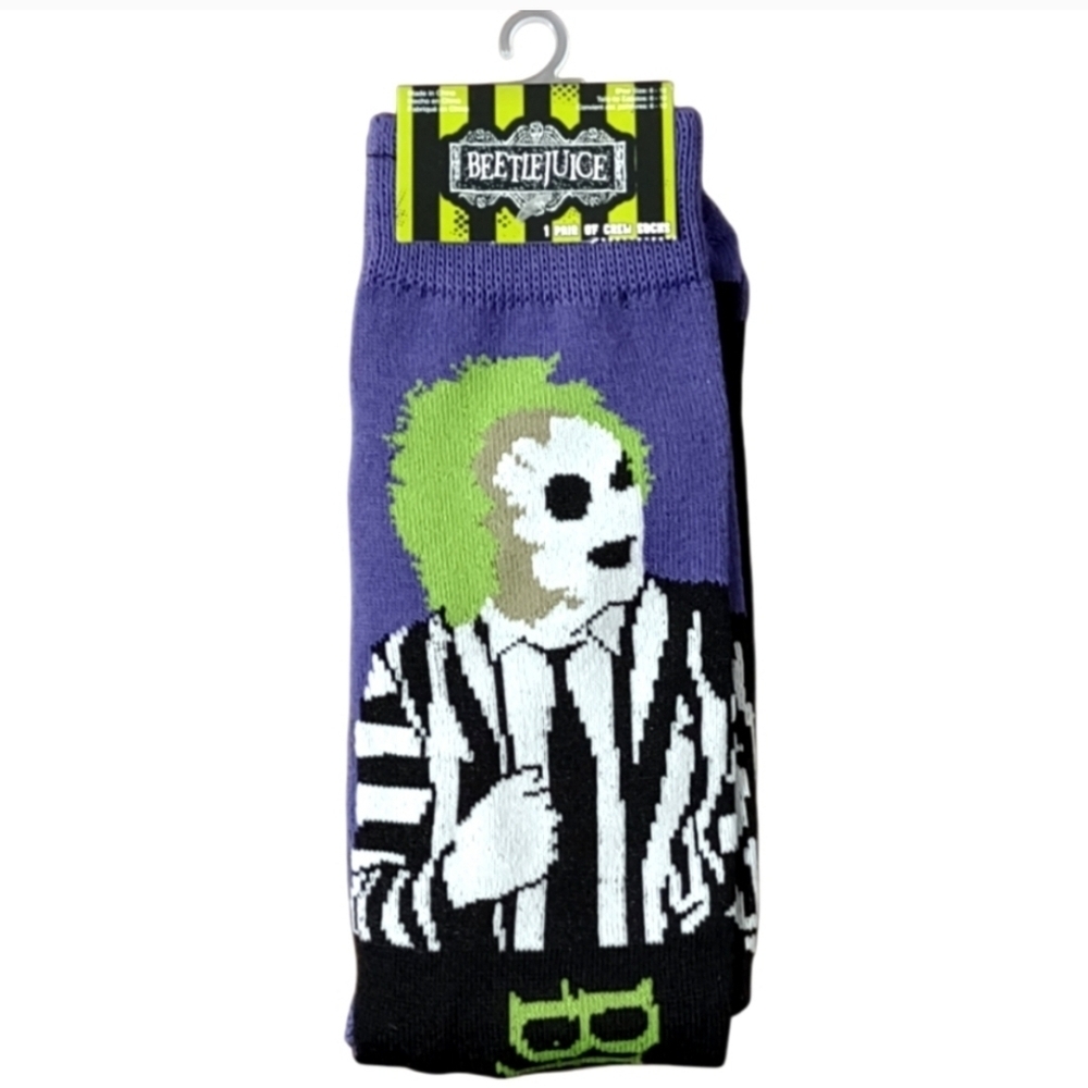 4/$25 Tim Burton Beetlejuice Novetly Crew Socks New